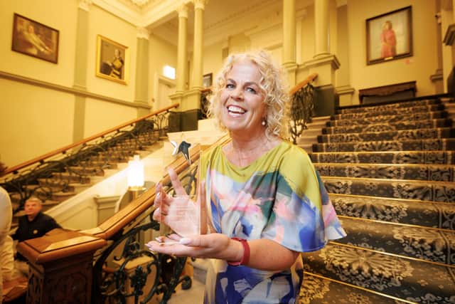 Angela Hayes, Thomas Hayes Trust, received the Humanitarian of the Year award, supported by Bewleys. Angela founded The Thomas Hayes Trust in 2014 to address the lack of suicide prevention and bereavement support services.