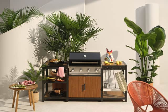 5. John Lewis Outdoor Kitchen with Side Burner & Grillstream 4-Burner Hybrid Gas & Charcoal BBQ, £1,999, John Lewis