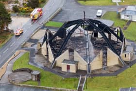 The charred remains of St Mary's Church in Derrybeg. Photo: Joe Dunne