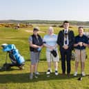 The Mayor, Councillor Ciarán McQuillan pictured with participants on the golf course at his Charity Golf Day.