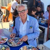Rory O' Connell enjoying cuisine in Morocco, Africa.