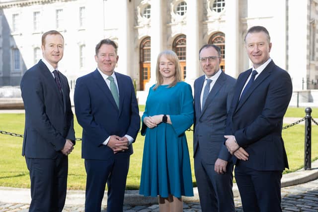 Pictured (L-R): William Walsh, SEAI CEO; Minister O’Brien; June Butler, SBCI CEO; Minister of State Troy; and Norman McDonnell, CEO of Connect Credit Union