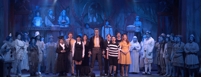 The principal cast members and ancestors of The Addams Family performing on stage at the Strand Theatre in Carrick-on-Suir