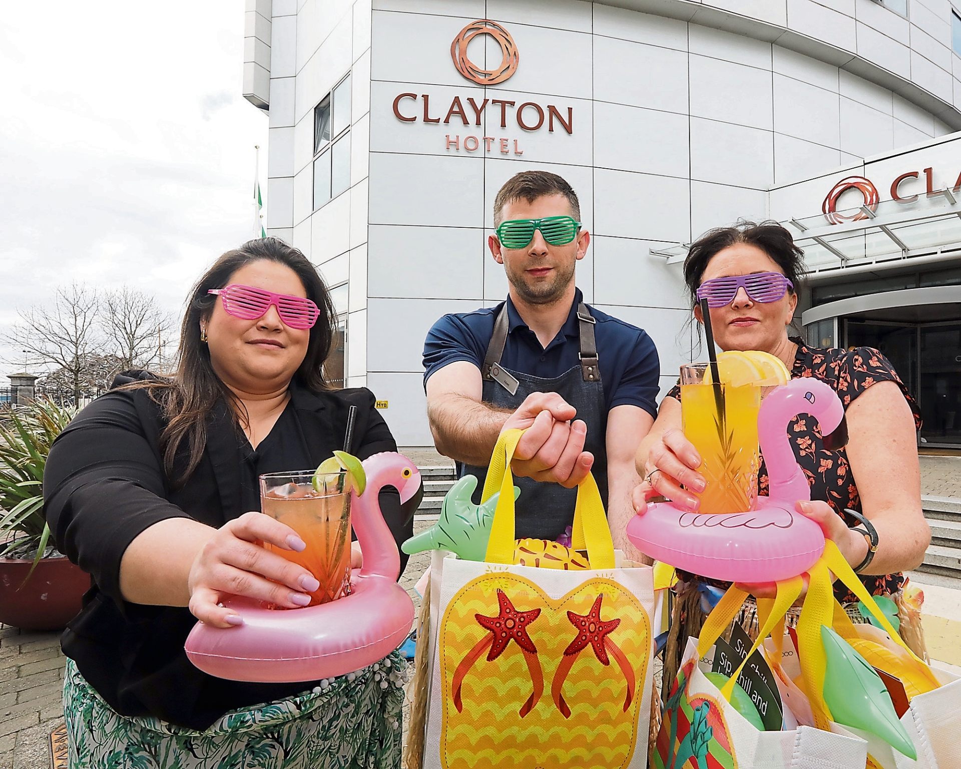 Emma Pond, Pawel Filipiak and Elaine Ryan launching the  Sip, Chill & Grill BBQ packages  at the Clayton Hotel Limerick I PICTURE: Brendan Gleeson