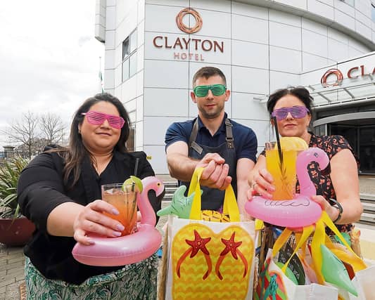 Emma Pond, Pawel Filipiak and Elaine Ryan launching the Sip, Chill & Grill BBQ packages at the Clayton Hotel Limerick I PICTURE: Brendan Gleeson