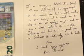 The note from an 'embarrassed' Connacht Rugby supporter.