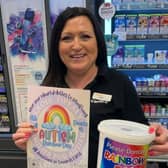 Pictured: Drive Centra Mountrath road Portlaoise  ready for Rainbow Day on Friday. Pic: LOFFA Facebook page