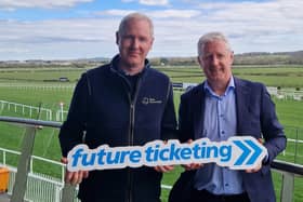 Aidan McGarry (left), General Manager, Naas Racecourse, with Ronan Burns, Head of Sales and Business Development, Future Ticketing, at the partnership announcement on the course