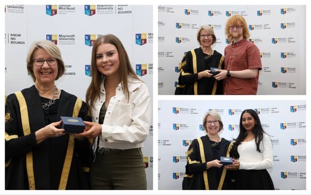 Leah kennedy, Niall Donnelly and Aishwarya Suresh receive their scholarships