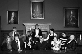 The Addams Family cast members gather around the table at Gurteen de La Poer Castle in Kilsheelan . Photo John Murphy