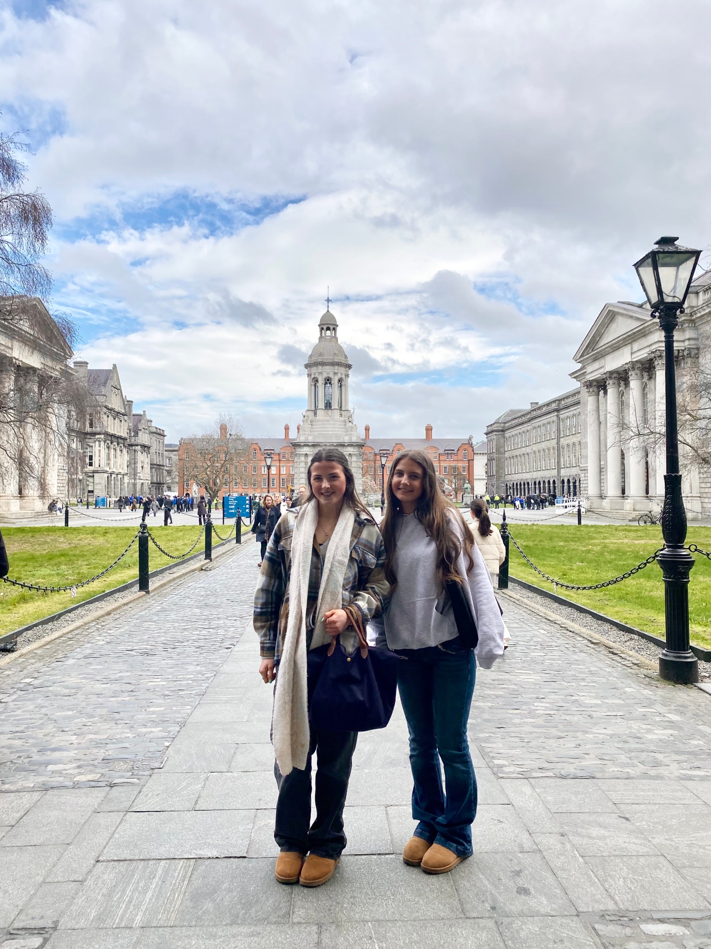 St Vincent's students Aoife Marmion and Anna McGeough at Trinity College Dublin