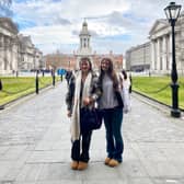 St Vincent's students Aoife Marmion and Anna McGeough at Trinity College Dublin
