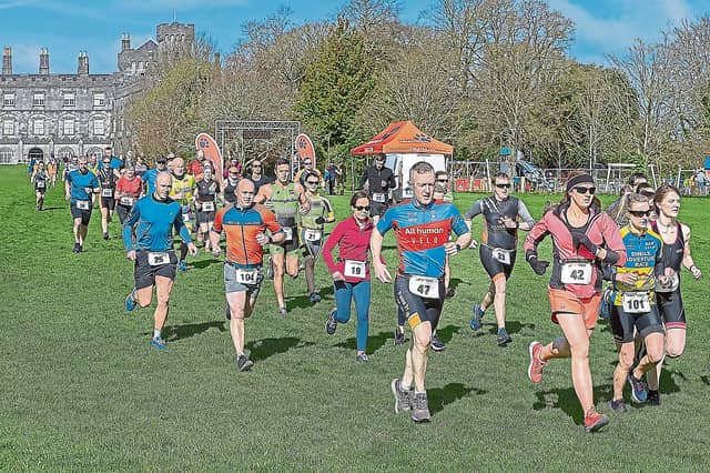 Runners dash from the start line of the Kilkenny Duathlon. This year’s event will be held on Sunday, April 6, with Kilkenny Castle Park the central location. Picture: Mark Desmond