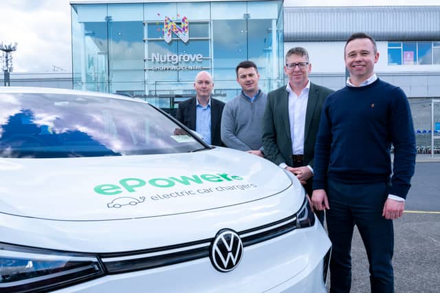Brendan Crowley, ePower; Danny White, KSNPM; Ivan O’Connor ePower; Steven Stocks, Nutgrove Centre Manager; pictured at Nutgrove Shopping Centre Dublin