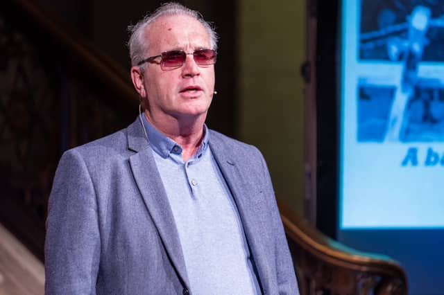 Richard Moore, who was blinded by a rubber bullet in Derry during the Troubles and founder of the charity Children in Crossfire received a standing ovation for his inspiring talk.
