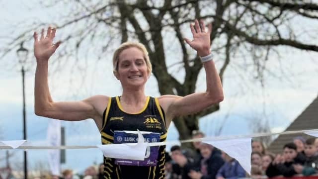 Ann-Marie McGlynn comes home at the Lusk 4-mile road race in Dublin
