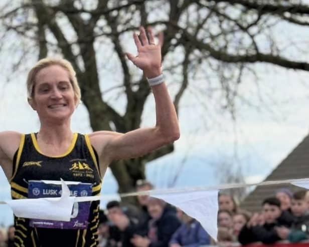 Ann-Marie McGlynn comes home at the Lusk 4-mile road race in Dublin