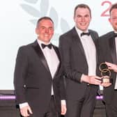 Niall Beatty and Simon Petke of Lough Eske Castle pick up the  Castle Venue of the Year award. Photos: JDM Photography