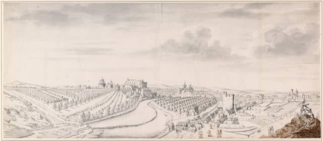 Kilkenny Castle and City from Wind Gap Hill, c.1699. By artist Francis Place