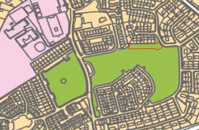 The subject area is the section of Loughboy Park outlined in red