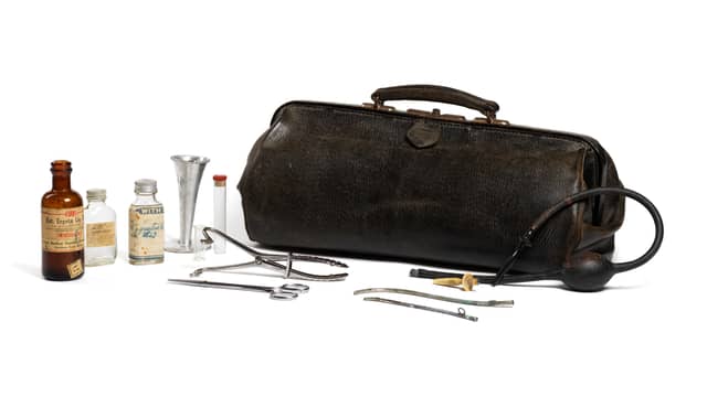 This midwifery bag c1900 is featured in an ongoing exhibition about community midwives in the National Museum at Turlough Park, Co. Mayo