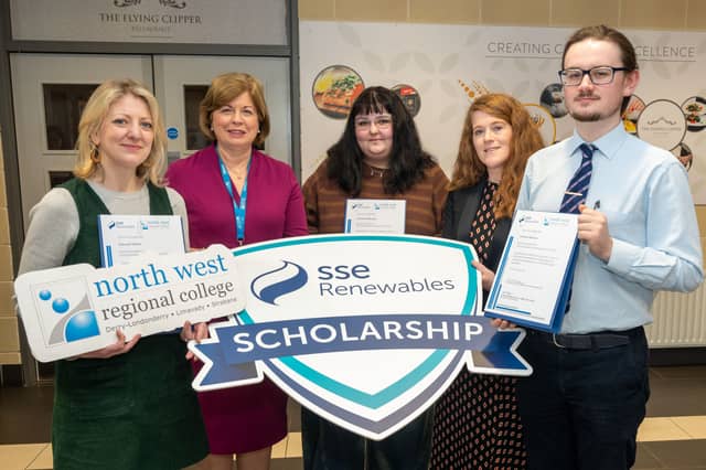 Deborah Mullan, Tristian Whitney and Charlotte McKendry pictured with Dr. Catherine O’Mullan. Pic: Martin McKeown