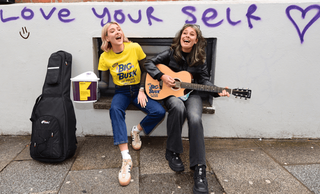 Today FM presenter Louise Cantillon and busker Saibh Skelly at the launch of The Big Busk 2025 | PICTURE: Justin Farrelly