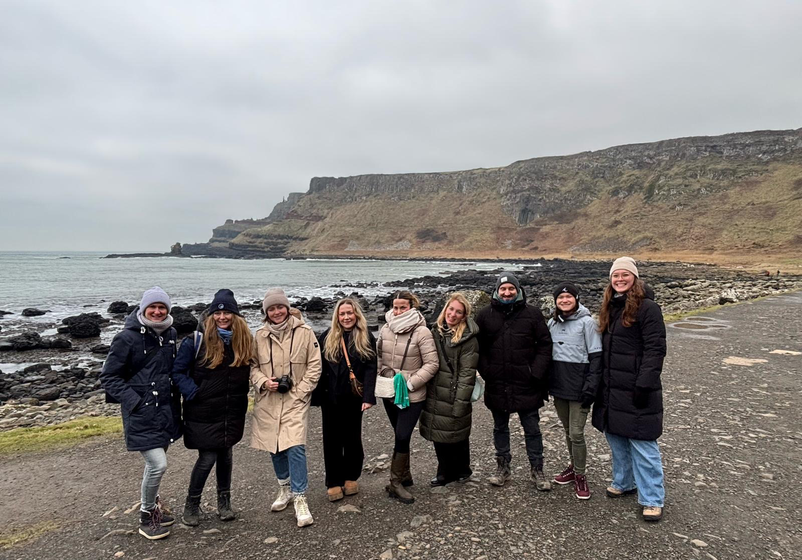 German content creators at the Giant’s Causeway, with Janina Roeder (second left) and Tanja Zoellner (second right), both Wolters Rundreisen; and Hannah-Lena Schoen, Tourism Ireland (right).