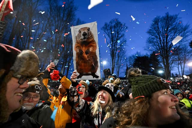The crowd was treated to a fireworks show, confetti and live music that ranged from the Ramones to Pennsylvania Polka as they awaited sunrise on Sunday and Phil’s emergence.Governor Josh Shapiro, local and state elected officials and a pair of pageant winners were among the dignitaries in attendance this year.