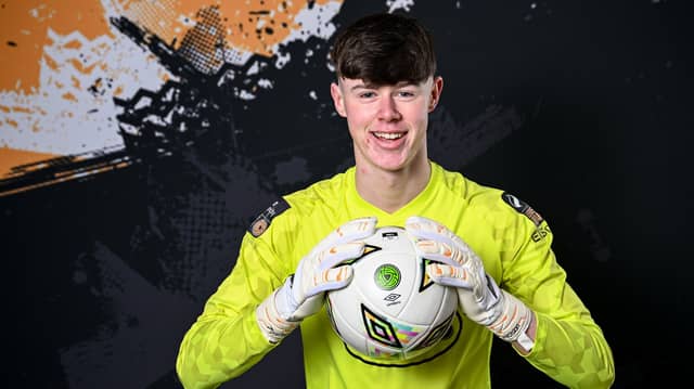 Finn Harps goalkeeper Oisin Cooney has spent time at Newcastle United and Ipswich Town lately. Photo: Sportsfile