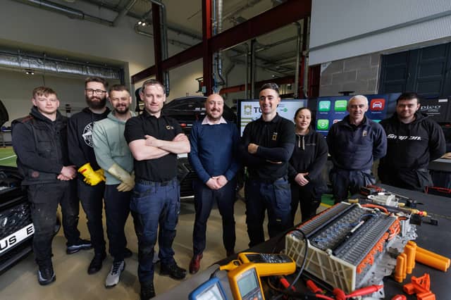 TUS lecturers Darragh Donnelly and Sean Conway with Alan Kelly, Shannon Chamber Skillnet and students Tiernan, Thomas , Mark, Samantha, Chris and Tristan | PICTURE: Eamon Ward