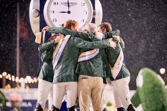The Irish team celebrating.