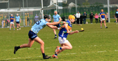 Andrew Ormond, Tipperary, tries to break away from Dublin’s Paddy Dunleavy at Fethard Town Park on Saturday. Picture: Michael Boland