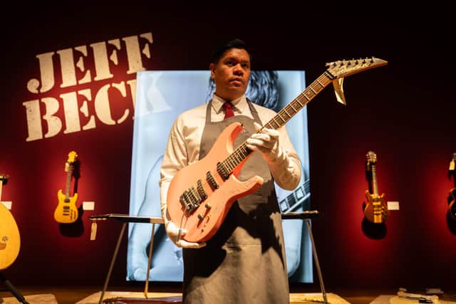 The Jeff Beck: The Guitar Collection includes his recognisable 1954 Oxblood Gibson Les Paul, which is estimated to make up to £500,000, and was seen on the cover of his 1975 solo album Blow By Blow as well as being used in the supergroup Beck, Bogert And Appice, and at a 1973 appearance with David Bowie.