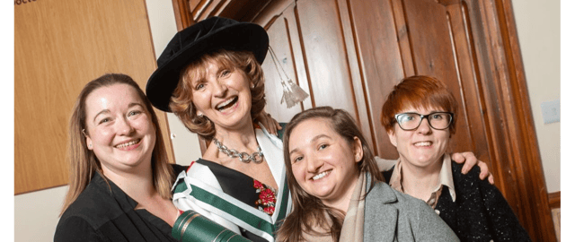 Joining Adi Roche at the conferring ceremony were three, now adult, victims of Chernobyl - Anna Gabriel, Raisa Carolan and Marharyta Marozova