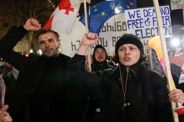 The opposition has accused Georgian Dream of rigging the vote with Moscow’s help. It has boycotted parliamentary sessions and demanded new elections.