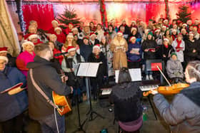 Laois Community Choir singing at the Portlaoise Christmas Lights switch on. Pic: Alf Harvey