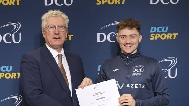 Finn Valley AC’s Seán McGinley from Glenswilly, who takes part in the 1500m, 3000m steeple chase and cross-country is studying PE with Biology