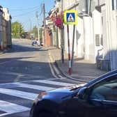 The pedestrian crossing at the Bank of Ireland in Ballybofey