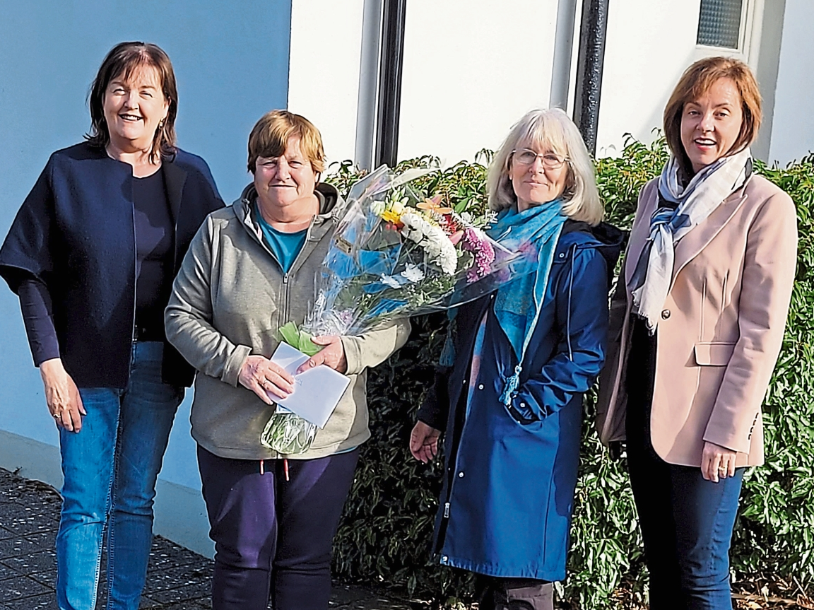 A presentation was made to Mary Hearne, who has retired from the Leader Rural Development Scheme. She is pictured with Marie Nolan, Katharine Larkin and Trish Dwan (Tidy Towns)
