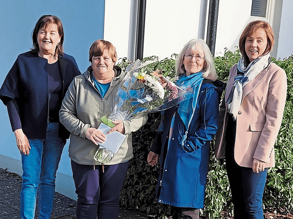 A presentation was made to Mary Hearne, who has retired from the Leader Rural Development Scheme. She is pictured with Marie Nolan, Katharine Larkin and Trish Dwan (Tidy Towns)