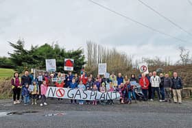 Residents pictured at a recent protest against plans for  gas-fired power plant at an abandoned quarry site in Luddenmore
