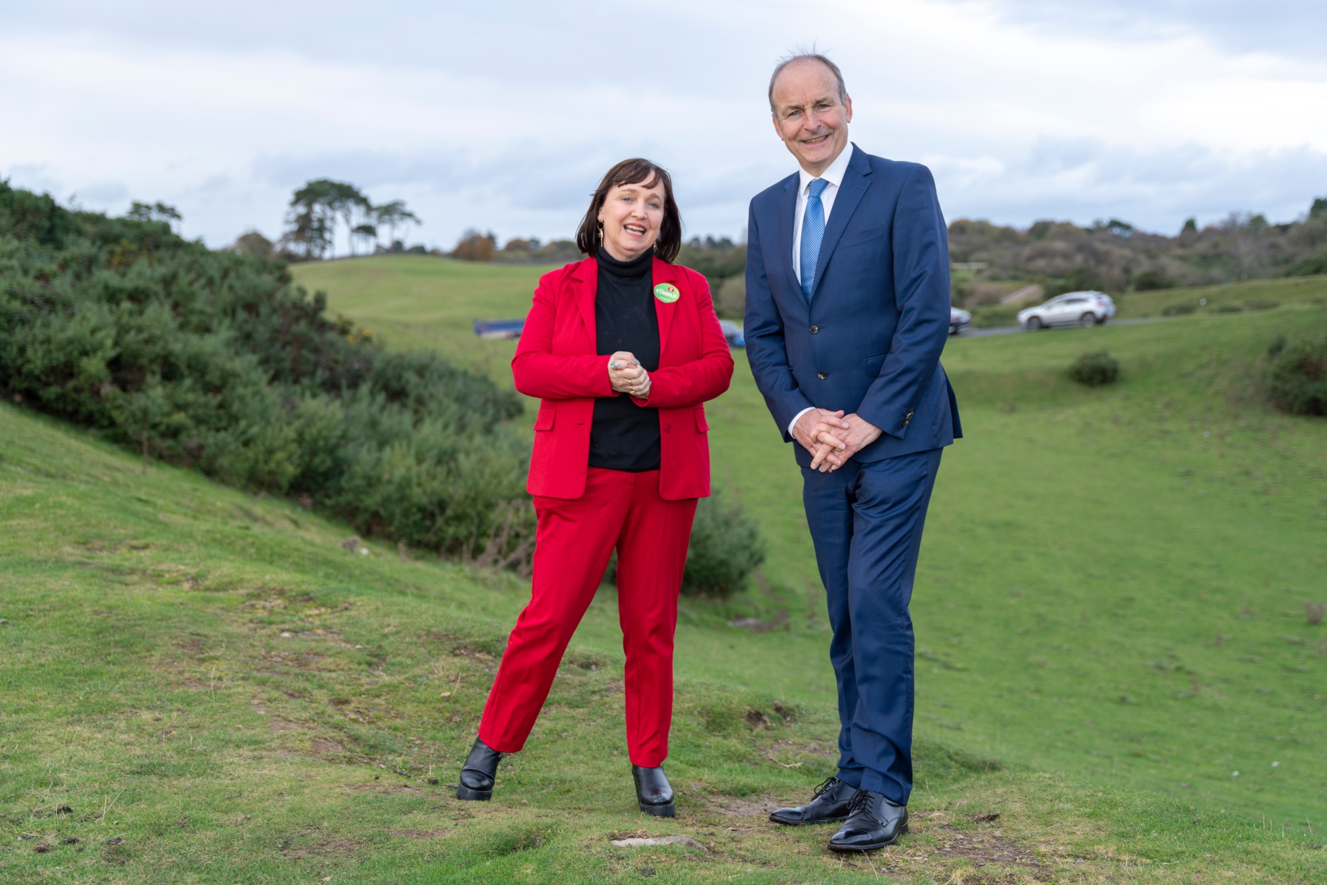 Tánaiste Micheál Martin with Senator Fiona O'Loughlin in the Curragh Plains / PHOTO: AISLING HYLAND