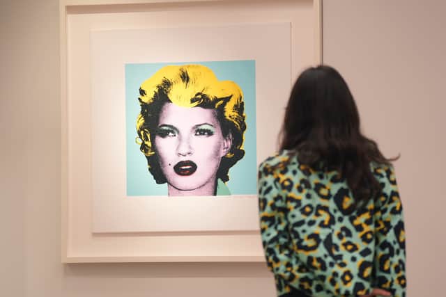 Included in the collection is a Banksy screen-print on canvas called Kate Moss which combines the face of the supermodel with the signature beauty spot and coiffed hair of 1950s Hollywood star Marilyn Monroe.