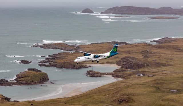 An airplane comes into Donegal Airport