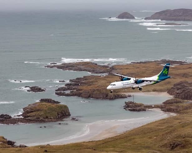 An airplane comes into Donegal Airport