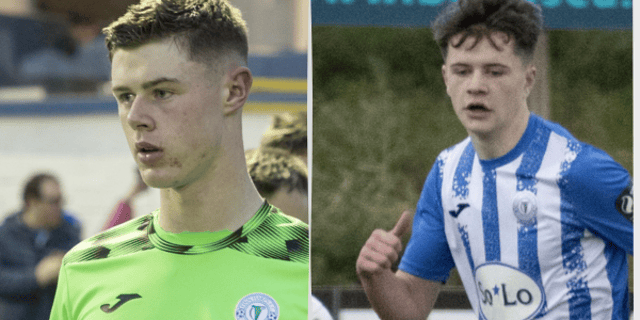 Finn Harps players Oisin Cooney and Gavin McAteer. (North West Newspix)