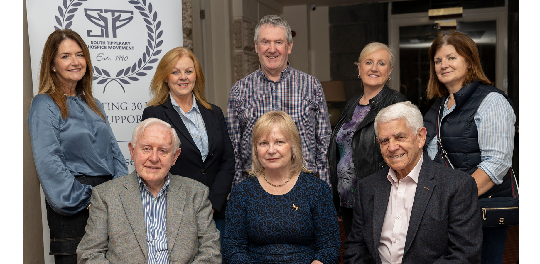 Members of the organising committee of the fundraising concert for the South Tipperary Hospice Movement  are (seated) Danny Carroll, Liz Nallen, Michael Kiely, (standing) back Shira Lane, Nicola Norm
