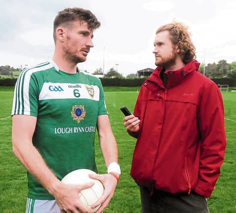 Mohill captain Shane Quinn chats with Leitrim Observer reporter Eoin Quinn after leading his team to a fifth Connacht Gold SFC Final in a row Picture: Willie Donnellan