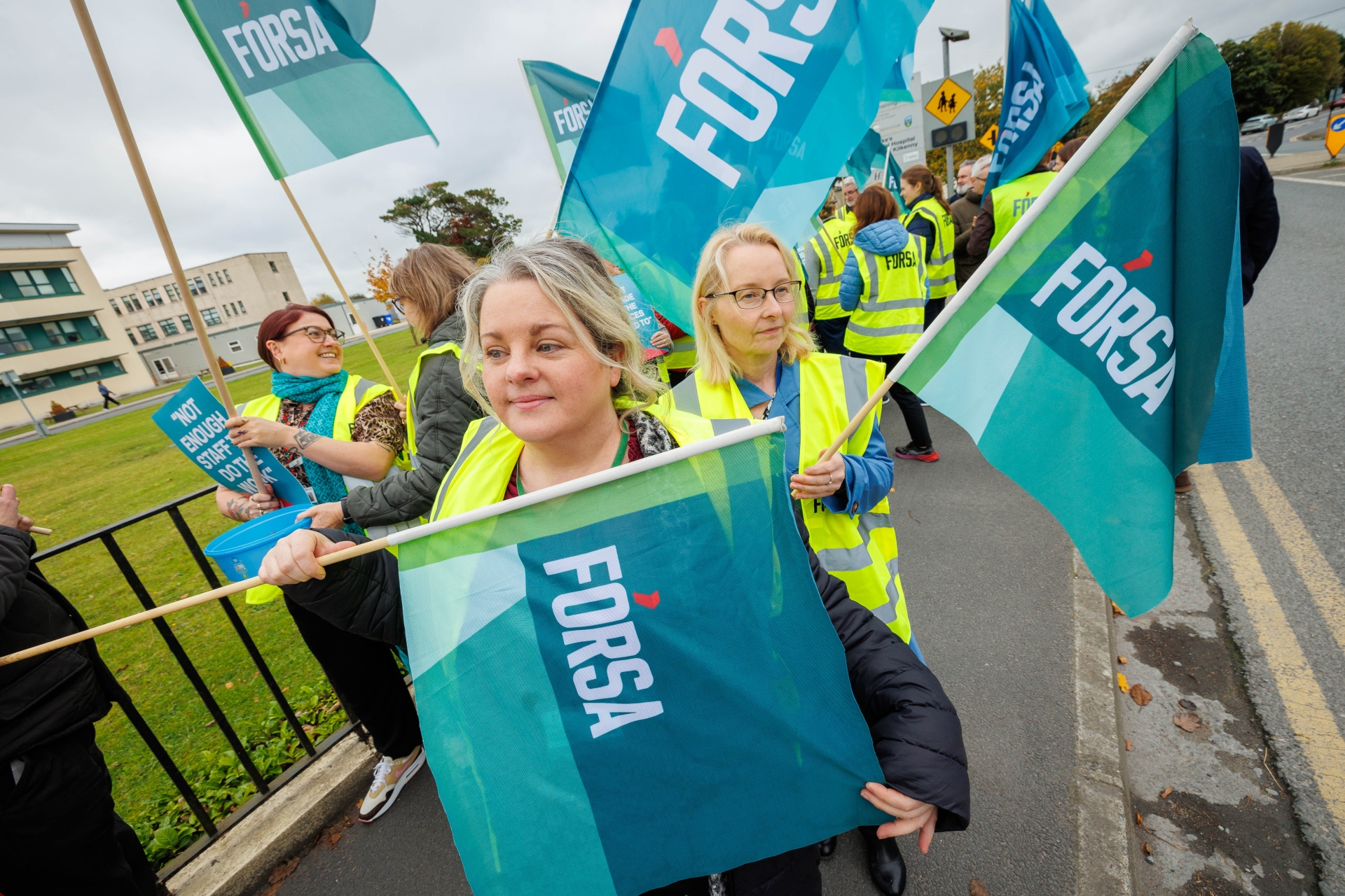 Fórsa members stage lunchtime protest at St Luke's Hospital in Kilkenny